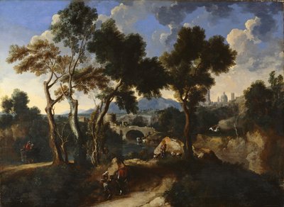 Landscape with Villagers, c.1640 by Gaspard and Miel, Jan van Dughet